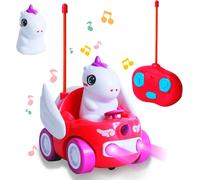 KAJGL-Voiture Télécommandée De 2 3 4 Ans,2.4Ghz Licorne Jouet Voiture Avec Led Et Musique Jouets Cadeaux Pour 2-6 Garçons Filles