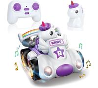 KAJGL-Voiture Télécommandée Pour Enfant 2 3 4 5 6 7 8 Ans,Voiture Licorne Avec Musique Et Lumière Jouet Cadeau Pour Garcon Fille 2-8 Ans