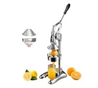 KAJILE Presse-Fruits Manuel,Presse-Agrumes en Acier Inoxydable avec Levier,Presse-agrumes manuel avec deux jeux de couvercles et de filtres pour citrons et oranges,Blanc Argenté