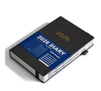 KaKa Dragon Agenda académique 2026 journalier format A5 (416 pages), pages au format A5 (416 pages), intercalaires pour chaque mois, poche intérieure, fermeture élastique, couverture rigide (noir)