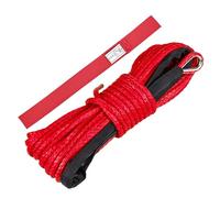 KAKAK Corde de treuil synthétique 6 mm x 15 m, Force de Traction 7700 LB, Corde de remorquage Robuste, avec Gaine de Protection, for VTT et UTV. Haute ténacité(Red)