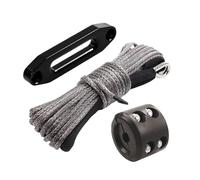 KAKAK Corde de treuil synthétique en Fibre de Verre, 6 mm x 15 m, 7700 LB, avec Guide-câble 125 mm et butée de câble for VTT, UTV, SUV Haute ténacité(Gray)