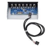 KAKAKE Panneau de Boîtier de Concentrateur USB, Panneau Avant Interne en Métal de 5,25 Pouces Panneau de Lecteur de Concentrateur USB à 7 Ports avec Panneau USB2.0 de 9 Broches à 6