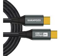 KAKAPOZO Câble de moniteur USB C vers USB C 3,7 m - 8K @ 60 Hz 4K @ 120 Hz DisplayPort Alt Mode - Charge rapide PD 100 W - Transfert de données USB 3.2 Gen 2 x 2 20 Gbit/s - Câble unique pour vidéo
