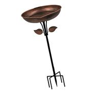 KAKASEA Baignoire d'extérieur pour oiseaux avec décoration d'oiseau pour décoration de jardin, construction en métal robuste, base à dents stable