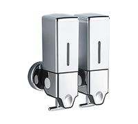 KAKASEA Distributeur de savon mural simple/double pour douche, bain, shampooing, salle de bain, salle de bain, cuisine, argent