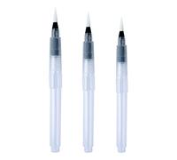 KAKASEA Lot de 3/6 pinceaux rechargeables pour aquarelle - 3 tailles - Pointe fine et plate - Portable, réutilisable, facile à remplir, polyvalent pour aquarelle, gouache, peinture à l'huile