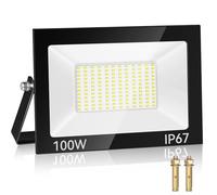 Kakashome 100W Projecteur LED Exterieur,144 Puces10000LM 7000K Spot Extérieur, IP67 Imperméable Blanc Froid Eclairage de Sécurité LED, Luminaire Exterieur Pour Patio, Terrasse,Usine,Garage, Jardin