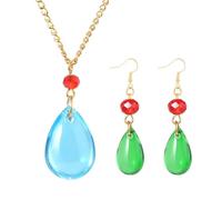 kakazoomm store Collier Howl's Moving Calcifer Castle Boucles d'oreilles Anime Peripheral Pendentif Goutte d'eau Collier Howl's Set de Boucles d'oreilles