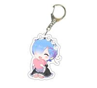 kakazoomm store Re ZERO Emilia Commencer la vie dans un autre monde Anime Rem Keychains Kawaii Key Ring Acrylic Bag Charm for Fans