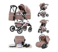 Kakbgee 3 en 1 Citadines Poussettes, Poussette Combinées, Pliable en Un Clic, Poussette Canne, Système de Voyage et Avec Siège Auto, Moustiquaire, Poussette haute vue pour nouveau - né(22kg, 0-4Ans)