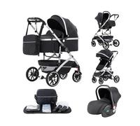 Kakbgee 3 en 1 Citadines Poussettes, Poussette Combinées, Pliable en Un Clic, Poussette Canne, Système de Voyage et Avec Siège Auto, Moustiquaire, Poussette haute vue pour nouveau - né(22kg, 0-4Ans)