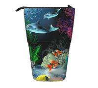 KAKETE Trousse à Crayons Monde sous-Marin imprimé Pochette à Crayons télescopique Porte-Stylo Debout Papeterie Organiser Sac à Crayons avec Fermeture à glissière
