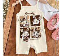 Kaki & Marron Maillard, Mignon Imprimé Léopard Vintage Nœud Lapin dessin animé, Barboteuse Décontractée à Bretelles pour Bébé Fille Convenant pour le Printemps/Été 6-9M,9-12M,12-18M,18-24M,2-3Y,3-6MCa