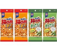 Kakinotane Snacks Japonais au Riz et Cacahuètes, Biscuits Apéritifs Sembei de Riz, Lot Saveur Pimentée et Wasabi, Fait au Japon