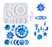 KAKOLOPT Moule en silicone pour carillon éolien solaire, attrape-rêves, soleil, lune, étoile, moules en résine époxy pour loisirs créatifs, décoration de jardin maison