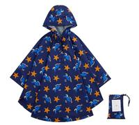 KAKU NANU Poncho Pluie Imperméable Enfant Cape Pluie Cahouet Fille Garçon Bleu 6 7 8 9 10 11 12 Ans