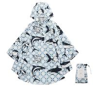 KAKU NANU Poncho Pluie Imperméable Enfant Cape Pluie Cahouet Fille Garçon Bleu 6 7 8 9 10 11 12 Ans