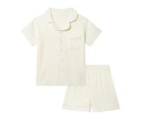 KAKU NANU Pyjama Coton Fille 2 Pièces Unis Boutonnage Devant Été Âge 5-13 | Doux,Respirant,Cinq Élégantes Couleurs Unies,Design Smart Casual,Poche Poitrine,Lavable en Machine,Cadeau