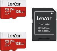 KAKUL-Carte Micro Sd 128 Go Lot De 2 Cartes,Carte Mémoire Micro Sd+ Adaptateur,Microsdxc Carte Tf Jusqu'À 100 Mo/S,A1,U3,C10,V30,Full Hd Et 4K Uhd Pour Caméra,Telephone,Switch