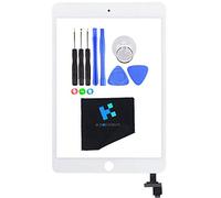 Kakusiga Kit de Remplacement d'écran pour iPad Mini 3 (Blanc) 7.9 Pouces avec Vitre Tactile, sans Bouton Home, Original Puce IC, câble Flex et adhésif pré installé
