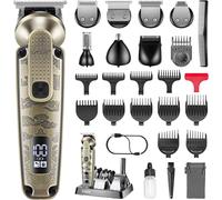 KAKYL-095 Tondeuse À Barbe Pour Hommes,Set De Tondeuses Et Tondeuses Sans Fil 7 En 1 Étanches,Rasoir Électrique T-Lame Kit De Toilettage Pour Nez Corps Oreilles Visage Moustache,Cadeau Pour Hommes