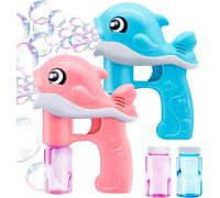 KAKYL-2 Pistolets À Bulles Baleine Avec 4 Bouteilles De Solutions À Bulles,Machine À Bulles Automatique Pour Enfants,Cadeaux De Fête Jouet D'Été Anniversaire Activités Extérieure Et Intérieure