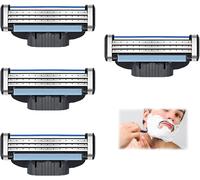 KAKYL-4 Pcs Recharges De Lames,Rasage En Acier Pour Hommes À Double Bande Lubrifiante Manuelles Coupe Précise Rasoir De Rechange Barbe Lisse Universelle Applicable Compatibles Rasoirs Standard