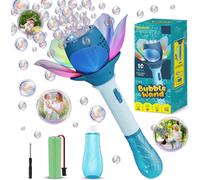 KAKYL-Jouet À Bulles Électrique,Motif Fleur De Lotus,Pour Enfants,Plus De 10 000 Bulles De Savon/Min,Avec Solution À Bulles De Savon De 120 Ml,Akk/Led Pour Extérieur,Fête,Mariage,Bleu
