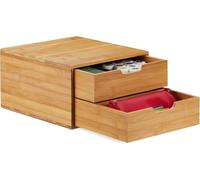 Kakyl-Organiseur Bureau,Compartiments,Bac À Courrier A4,2 Tiroirs,Rangement,Bambou,Hlp 18x30x31 Cm,Nature