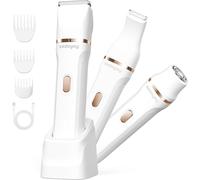 KAKYL-Rasoir Électrique 3-En-1 Pour Femme,Pour Le Maillot,Le Visage Et Le Corps,Avec 3 Accessoires Et Peigne De Précision,Tondeuse Bikini Étanche Et Douce Pour La Peau (Blanc)
