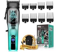 KAKYL-Tondeuse À Cheveux Professionnelle Pour Homme,Moteur Sans Balais Avec 4Cr Dlc+Lame En Céramique,Kit De Coupe De Cheveux Sans Fil Rechargeable,Cadeau Pour Homme (Vert)