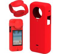 KAL-1 Étui De Protection En Silicone Avec Couvercle D'Objectif Pour Insta360 X3 Panoramique Action Camera Lens Cap Protection Anti-Chute Coque En Silicone Coque De Protection, Rouge
