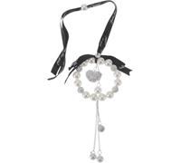 Kal-1 Pcs Métal Argile Polymère Coeur Solide Pendentif Rétroviseur Arrière Voiture Accessoire Ornement Suspension Voiture Ton Argent Blanc