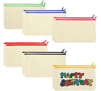 Kal-12 Pièces Diy Vierge Toile Trousse De Rangement,Diy Vierge Pochette Tissu,Trousses À Crayons Vierge,Sac Zippé Multifonctionnel Pour Diy 21x12cm