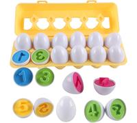 KAL-12Pcs Jouet Montessori ?ufs De Pâques Assortis - Chiffres Et Reconnaissance Des Couleurs Apprentissage Précoce Amusant Motricité Fine Pour Fête D'Anniversaire, Pâques, Journée Enfants
