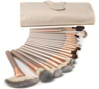 Kal-18 Pcs Pinceaux De Maquillage Professionnels, Make Up Pinceaux Set, Pinceau Maquillage Pour Fond De Teint, Anti-Cernes, Palette, Poudre, Rouge, Avec Rangement En Cuir
