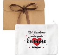 Kal-1pc Pochette Tissu Italien Cadeau Maîtresse D'ecole Trousse Sac Porte Monnaie Etui Universel Toile Pour Maquillage Rangement Cadeau Graduation Noël Remerciement Avec Enveloppe