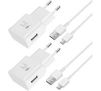 Kal-2 Pack Chargeur Usb Avec Usb C Câble Pour Samsung Galaxy A13 A14 A20e A33 A34 A51 A52 A53 A54 S8 S9 S10 S20 S21 S22 Fe Plus Z Flip3, Z Fold2 5g Android Téléphone Chargeur Rapide Adaptateur Secteu