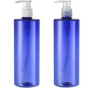Kal-2 Pcs 500 Ml 17oz Vide Rechargeable En Plastique Bleu Presse Pompe Bouteille Avec Couleur Aléatoire Tête De Pompe Lotion Shampooing Douche Gel Titulaire Conteneur Douche Salle De Bains Fourniture