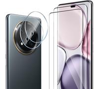 KAL-¿2 X Films 3D Verre Trempé + 2 X Caméra Arrière Protecteur Pour Honor Magic 7 Lite 5G Protection Décran - 9H Dureté, Full Cover Anti-Bulles/Anti-Rayures, Hd Ultra Transparent Protection Écran