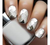 Kal-24 Pièces Faux Ongles, Glossy Artificiel Ongles À Coller Press On Nails, Pleine Couverture Acrylique Faux Ongles Court Carrés, Manucure Française Pour Femme Fille Nail Art - Prisme Élégant
