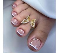 Kal-24 Pièces Faux Ongles Pour Orteil, Faux Orteil Ongles Pieds Court Carré, Pleine Couverture Artificiels Capsules Ongles Pied Français False Toe Nails Pour Femmes Filles (Rosée D'automne)