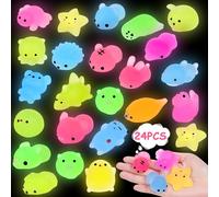 KAL-24 Pièces Mochi Squishy Toys, Mini Squishies Soft Squeeze Jouet, Kawaii Lumineux Animaux Jouet Anti Stress, Récompense De Fête Pour Enfant, Cadeaux D'Anniversaire