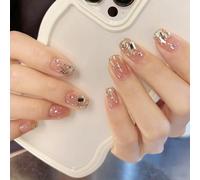 Kal-24pcs Échecs Étoiles Lune Ongles Autocollants Or Blanc Rose Étoiles Cristal Faux Ongles Autocollants Imprimés Sur Faux Ongles Faux Ongles Pour Un Usage Quotidien (C, 24)