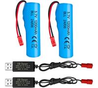 KAL-2Pcs 3.7V 1200Mah Batterie Li-Ion & 2Pcs Ligne De Charge Usb Pour Hj819 De819 Bateau Télécommandé Huina 1337 1338 1516 1517 Véhicule D'Ingénierie Rc Jouet Voiture