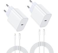 Kal-2pcs Chargeur Rapide For Iphone, 25w Prise Usb C For Iphone 14/14 Plus/14 Pro/14 Pro Max/13/12/11/Se/Mini/X/Xs/Xr Se 8 7 6, Usb C Prise Et 2m Cable Secteur C-To Lightning Mural Alimentation Adapt