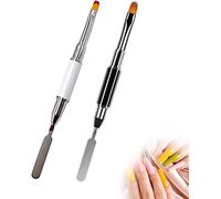 Kal-2pcs Pinceaux Ongle Gel Uv Nail Art Ongles, 2 In 1 Spatule À Double Extrémité Et Pinceau Manucure Outil Nail Art Pen Pour Ongles Extension Gel Ongles Gel De Construction Uv Gel