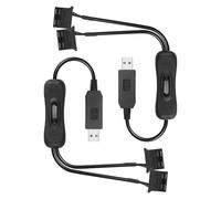 KAL-2xUSB vers Grand 3/4 broches Boost 1 vers 2 commutateurs câble de ventilateur 5V à 12V USB-a mâle vers double grand 3/4 broches femelle câble de ventilateur de châssis(16,3pouces)