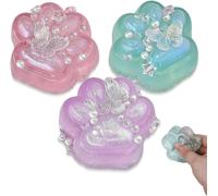 KAL-3 Pièces Jouets Squishy Pattes De Chat, Petit Jouet Squishy Patte De Chat Anti-Stress Chat, Jouet Sensoriel À Presser, Doux Squeeze Jouets, Pour L'Autisme Accessoires De Jeux